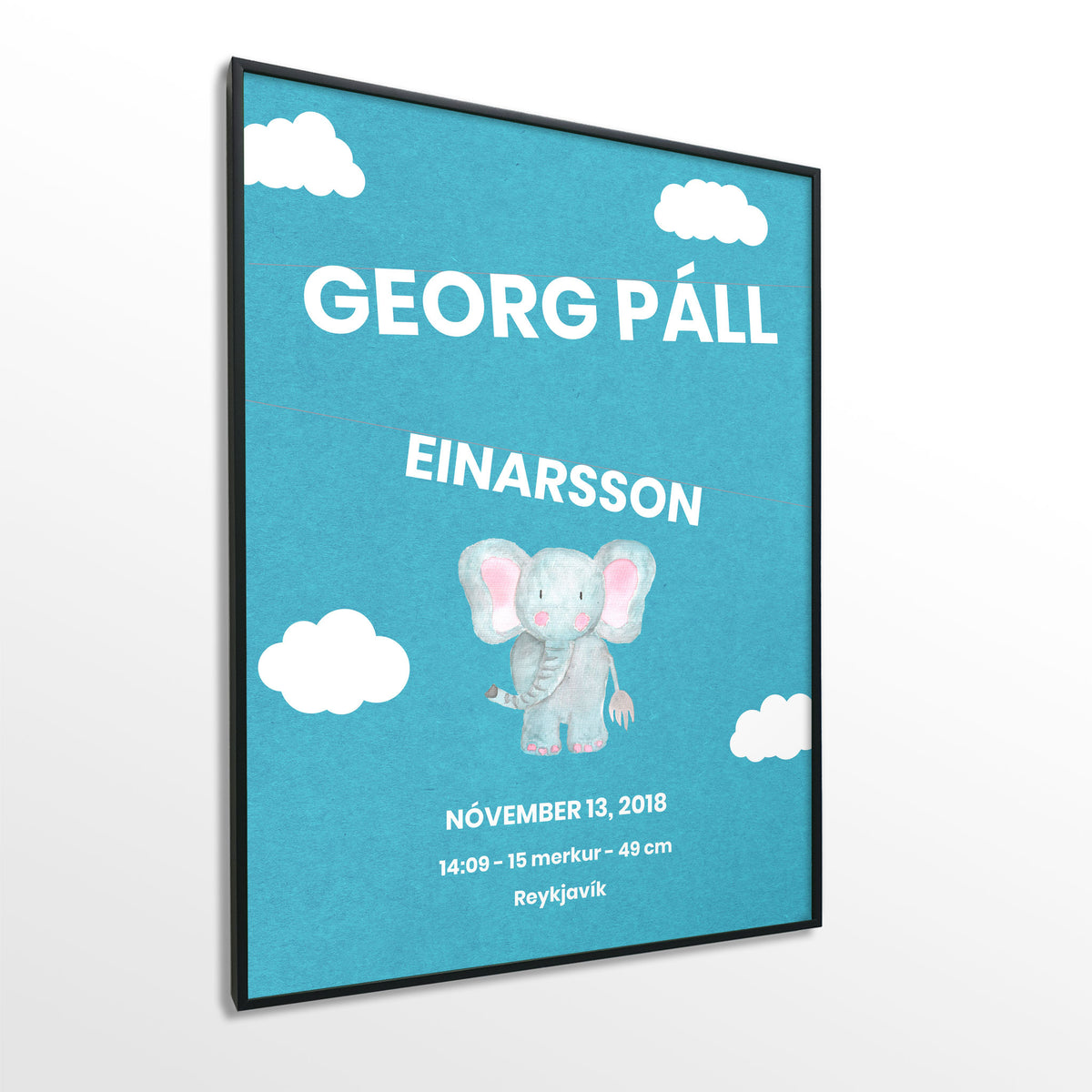 Veggspjald nr. 113 - Fallegt plakat fyrir heimilið. Þitt persónulega fæðingarplakat.