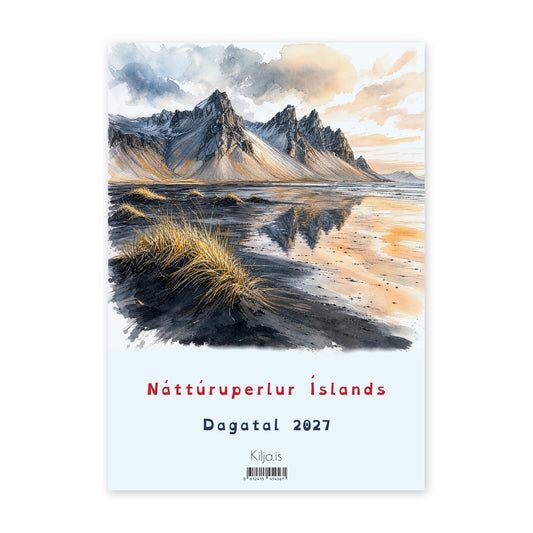Náttúruperlur Íslands, dagatal 2027, A5 spjöld: forsíða