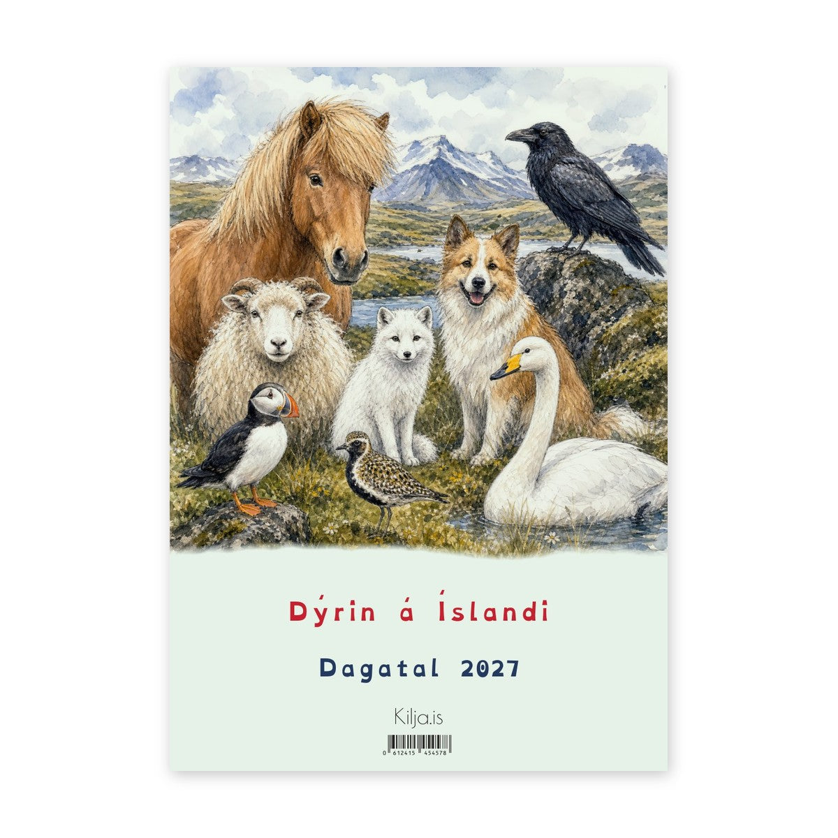 Dýrin á Íslandi, dagatal 2027, A5 spjöld: forsíða