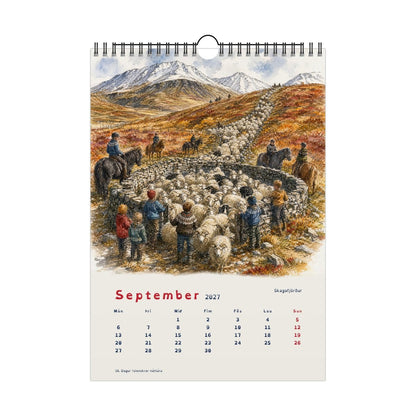 Árið á Íslandi, dagatal 2027: september