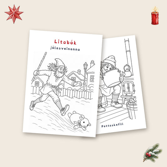 Litabók jólasveinanna, síður til að lita