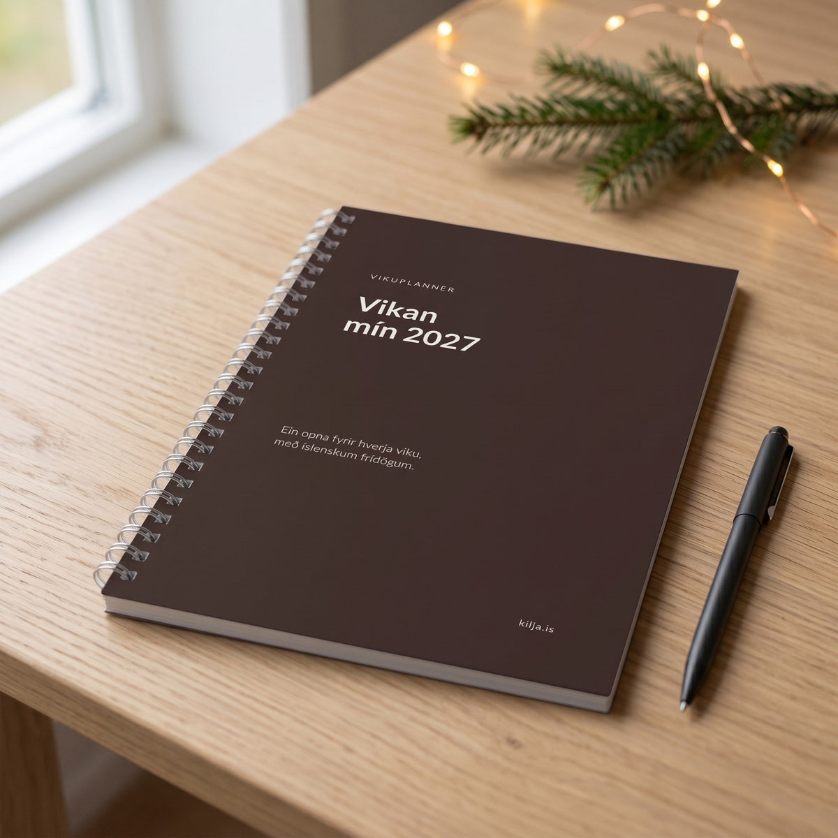 Vikan mín 2027, gormabundinn vikuplanner á borði