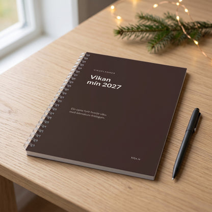 Vikan mín 2027, gormabundinn vikuplanner á borði