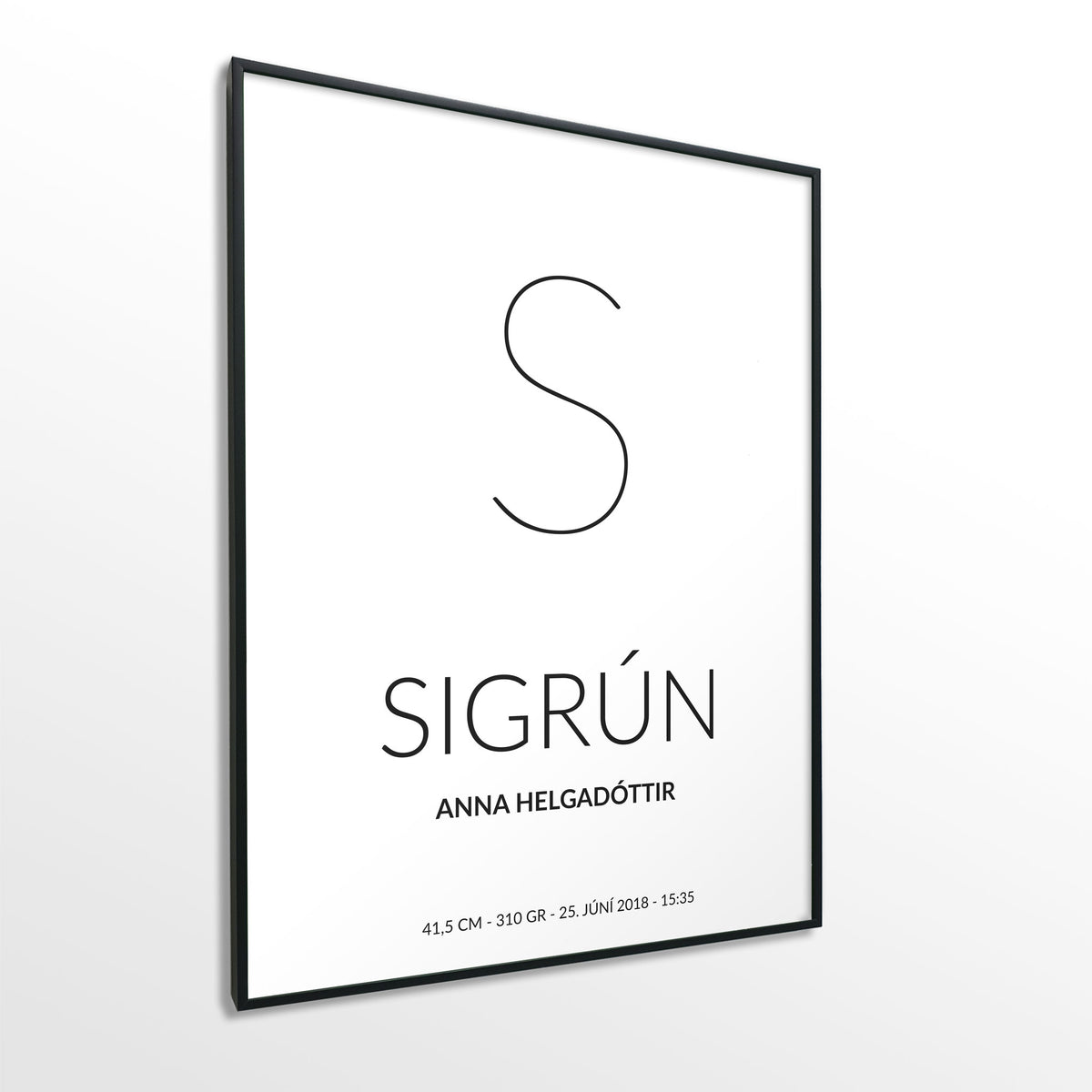 Veggspjald nr. 104 - Fallegt plakat fyrir heimilið. Þitt persónulega fæðingarplakat.