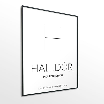 Veggspjald nr. 105 - Fallegt plakat fyrir heimilið. Þitt persónulega fæðingarplakat.