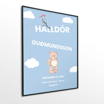 Veggspjald nr. 110 - Fallegt plakat fyrir heimilið. Þitt persónulega fæðingarplakat.