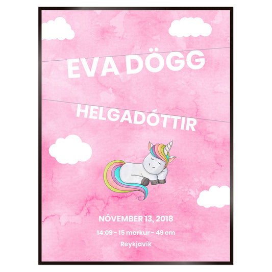 Plakat nr. 111 - Fæðingarplakat sem þú getur búið til. Persónulegt listaverk sem er framleitt á Íslandi.