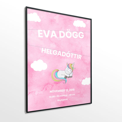 Veggspjald nr. 112 - Fallegt plakat fyrir heimilið. Þitt persónulega fæðingarplakat.