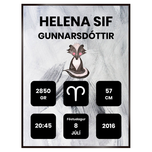Plakat nr. 116 - Fæðingarplakat sem þú getur búið til. Persónulegt listaverk sem er framleitt á Íslandi.