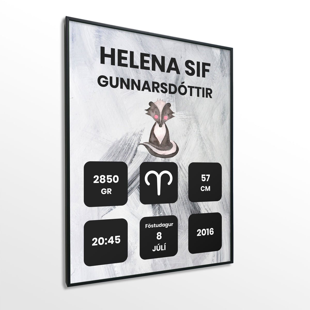 Veggspjald nr. 117 - Fallegt plakat fyrir heimilið. Þitt persónulega fæðingarplakat.