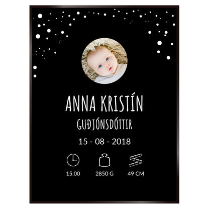 Plakat nr. 118 - Fæðingarplakat sem þú getur búið til. Persónulegt listaverk sem er framleitt á Íslandi.