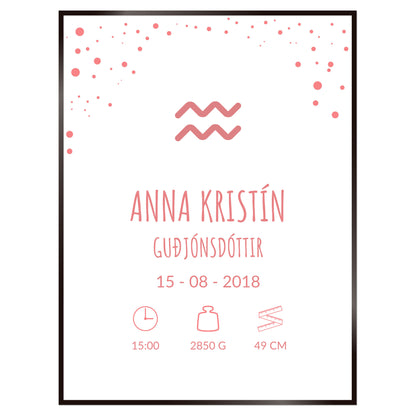 Plakat nr. 120 - Fæðingarplakat sem þú getur búið til. Persónulegt listaverk sem er framleitt á Íslandi.