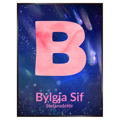 Plakat nr. 110 - Nafnaplakat sem þú getur búið til. Persónulegt listaverk sem er framleitt á Íslandi.